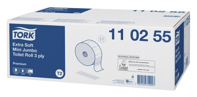 Toiletpapier Tork T2 110255 Premium 3laags 120m 600vel 12rollen