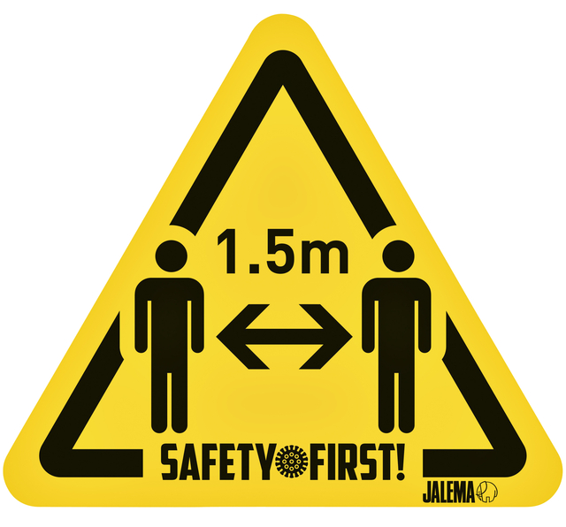 Sticker d'avertissement flèche pour garder ses distances jaune-noir