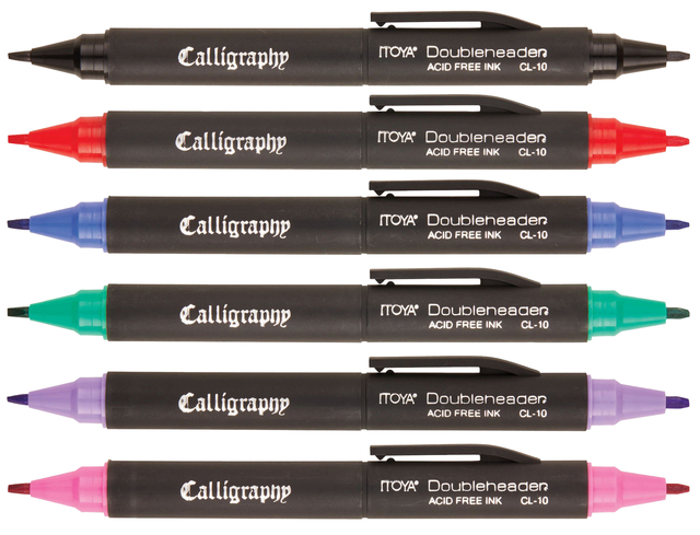 Stylo calligraphe Itoya CL10 Double pointe 1,5 et 3mm set 6 couleurs basiques