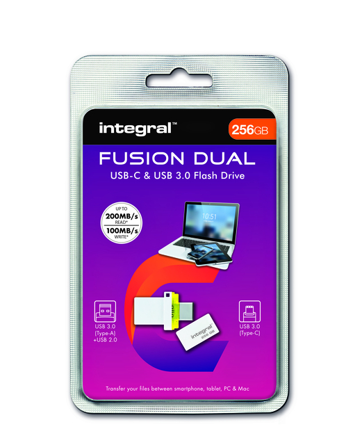 Clé USB Integral 3.1 USB-C Fusion Dual 256Go
