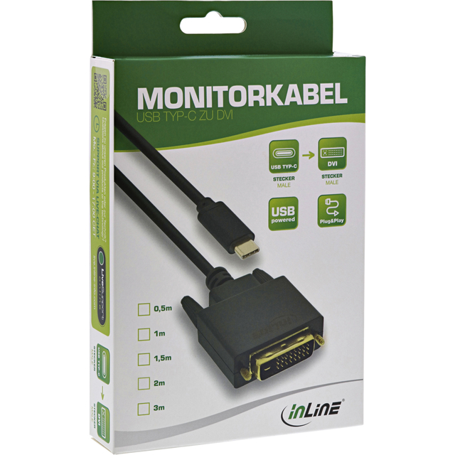 Câble inLine USB-C DVI 24+1 3.1 1080P Mâle/Mâle 2m noir