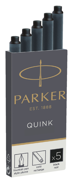 Inktpatroon Parker Quink permanent zwart