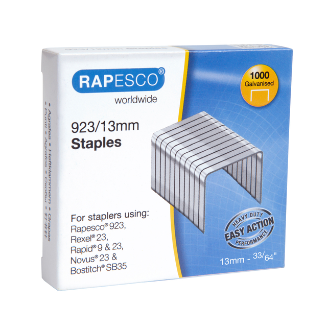 Rapesco 923/13mm (23 Type) Galvanised Staples (Pack 1000)