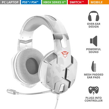 Trust GXT 322W Carus Gaming Headset, snow camo