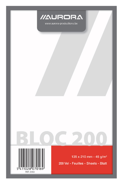 Bloc brouillon Aurora 210x135mm uni 200 feuilles