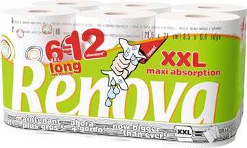 Renova keukenpapier Maxi Absorption XXL, 2-laags, 80 vel per rol, pak van 6 rollen