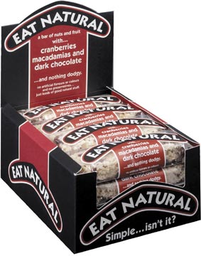 Eat Natural reep, rode bes - macadamianoten - zwarte chocolade, 45 g, pak van 12 stuks