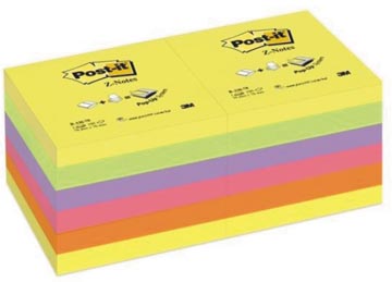 Post-it Z-notes, ft 76 x 76 mm, 100 vel, pak van 12 blokken in geassorteerde kleuren