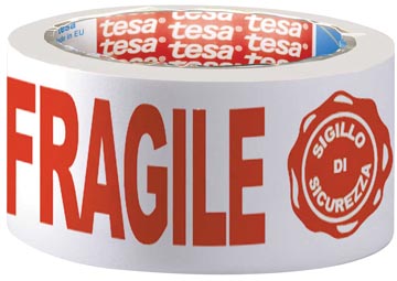 Tesa verpakkingsplakband: FRAGILE, ft 50 mm x 66 m