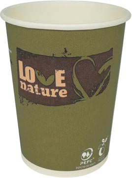 Drinkbeker uit karton Love Nature, 200 ml, pak van 50 stuks