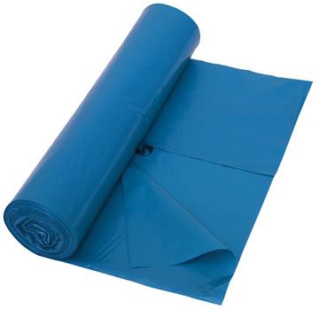 Vuilniszak 45 micron, ft 80 x 100 cm, 60 liter, blauw, rol van 25 stuks