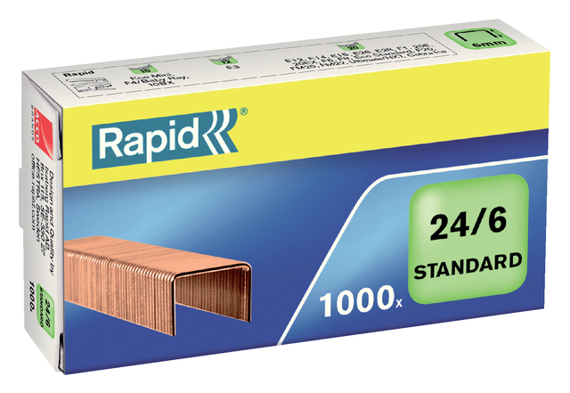 Nieten Rapid 24/6 kopercoating standaard 1000 stuks