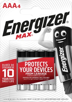 Energizer batterijen Max AAA, blister van 4 stuks