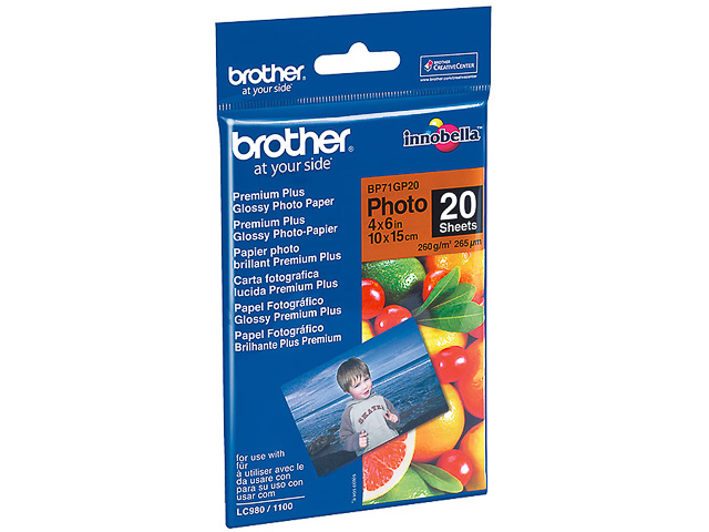BP71GP20 BROTHER PHOTO PAPER 10x15cm 20sheets 260gr premium glossy