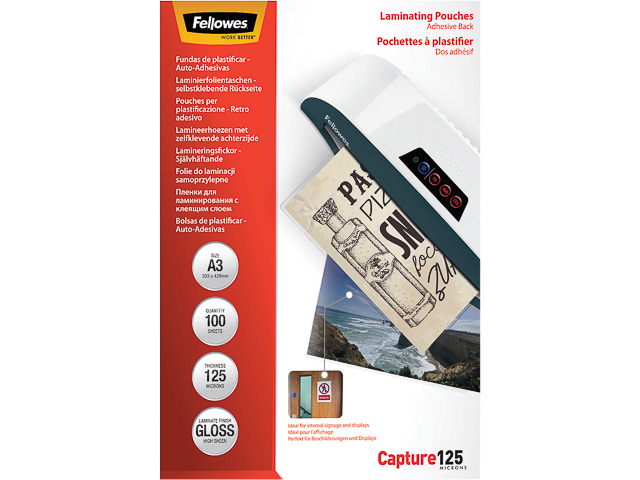 FELLOWES LAMINATING POUCHES A3 ADHESIVE 5329001 100sheets 128mic