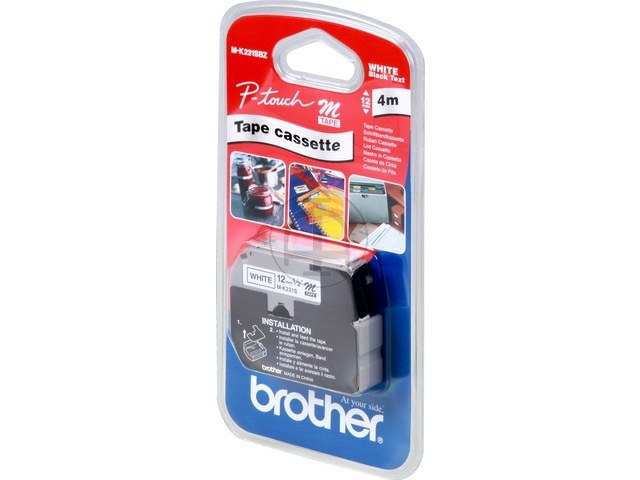 MK231SBZ BROTHER PTOUCH 12mm WHITE-BLK tape 4m non-laminated