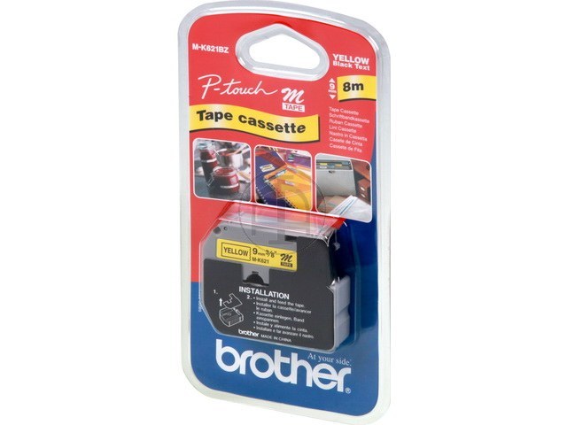 MK621BZ BROTHER PTOUCH 9mm YELLOW-BLACK tape 8m non-laminated