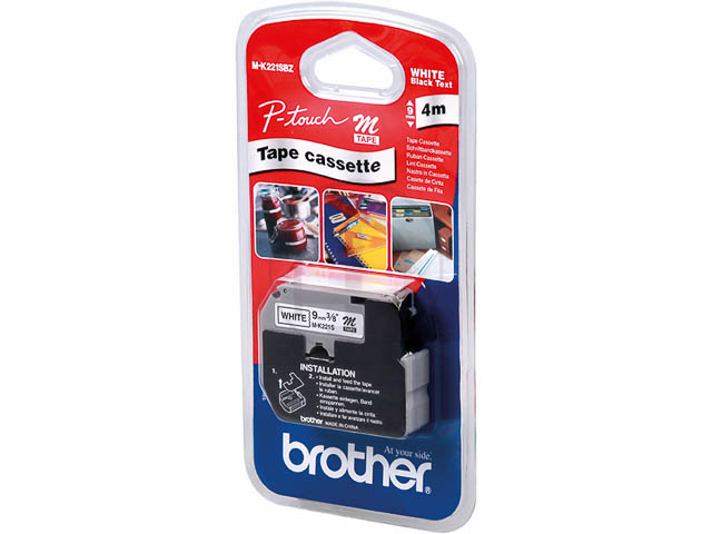 MK221SBZ BROTHER PTOUCH 9mm WHITE-BLACK tape 4m non-lamimated