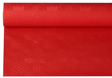 Tafelkleed uit papier met damastprint, 1,2 x 8 m, rood
