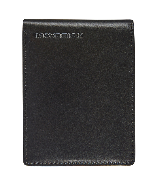 Portefeuille Maverick All Black compact avec compartiment monnaie RFID cuir noir