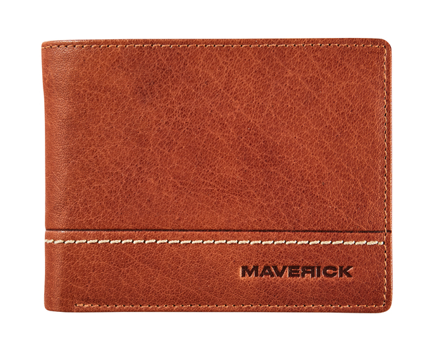 Porte-monnaie Maverick Rough Gear avec compartiment monnaie RFID cuir cognac