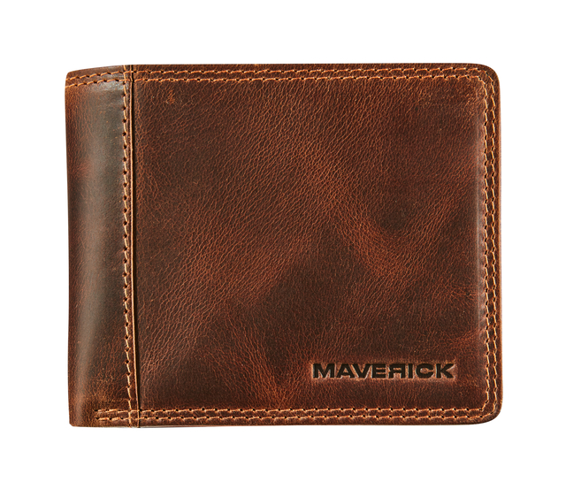 Porte-monnaie Maverick The Original Compact avec compartiment monnaie RFID cuir brun