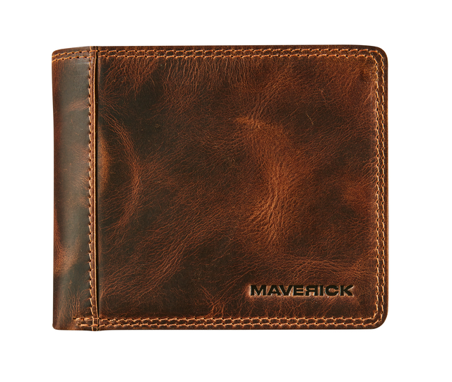 Porte-monnaie Maverick The Original avec compartiment monnaie RFID cuir brun