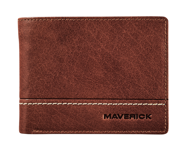Porte-monnaie Maverick Rough Gear compact avec compartiment monnaie RFID cuir marron