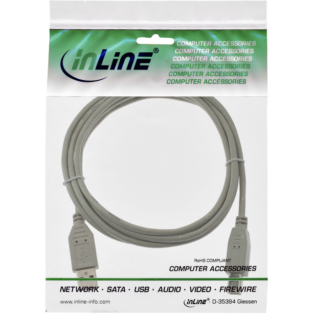 Câble  inLine USB-A USB-B 2.0M 3m beige