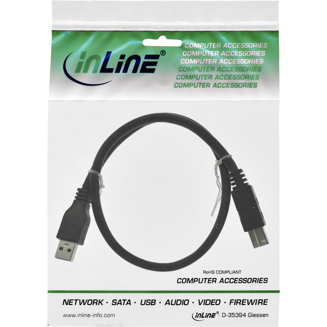 Câble InLine USB-A USB-B 3.0 M 0,5m noir