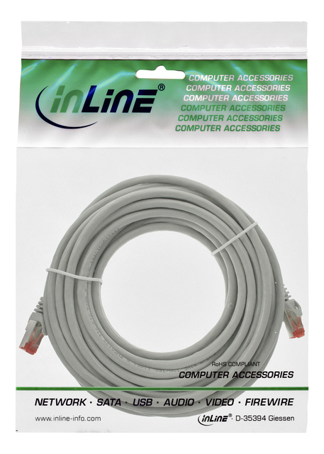 Câble inLine Cat 6 S FTP Cuivre 10m gris