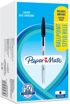 Paper Mate stylo bille à corps hexagonal et capuchon d'aération, noir