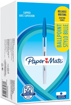 Paper Mate stylo bille à corps hexagonal et capuchon d'aération, bleu