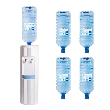 Kit O-water: 1 x Basic waterkoeler, wit (FWB2013), inclusief 6 x bronwater 18 l (FW189)