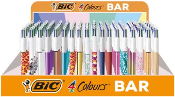 Bic 4 Colours stylo bille Bar, présentoir de 216 pièces, assorti