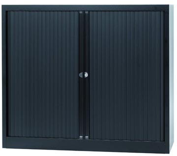 Bisley roldeurkast, ft 103 x 120 x 43 cm (h x b x d), 2 legborden, zwart