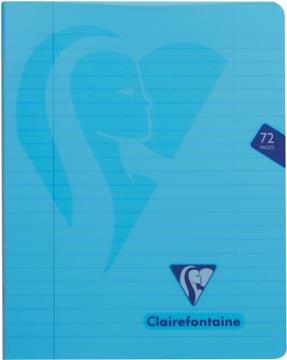 Clairefontaine cahier mimesys pour ft A5, 72 pages, couverture en PP, ligné, couleurs assorties