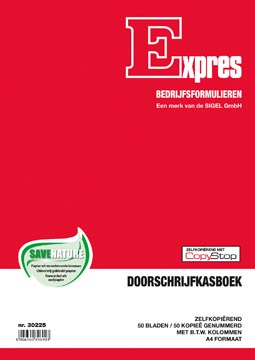 Sigel Expres kasboek met btw kolom, ft A4, Nederlandstalig, dupli (50 x 2 vel)