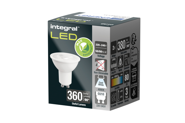 Lampe LED Integral GU10 2W 4000K Blanc froid 380 lumen