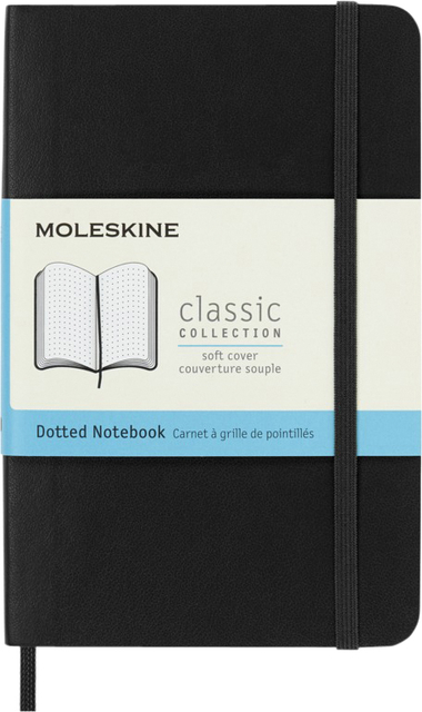 Carnet Moleskine Pocket 90x140mm pointillé couverture souple noir