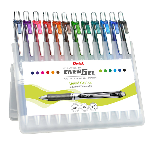 Roller gel Pentel Energel BL77 0,4mm étui 12 couleurs