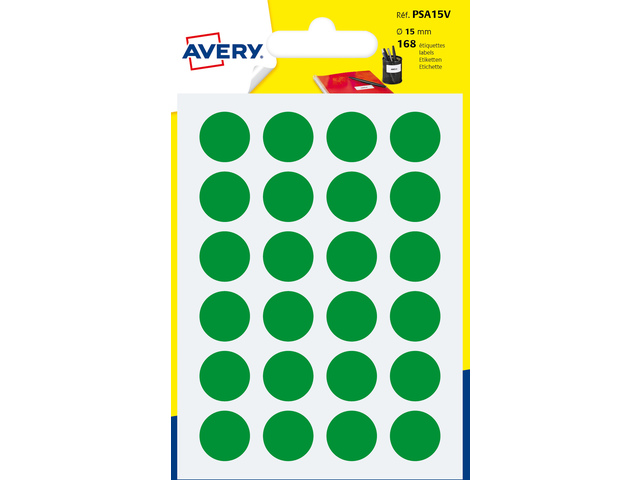 Avery PSA15V verpakking met 168 markeringspunten - diameter 15 mm - A6-vel - Groen