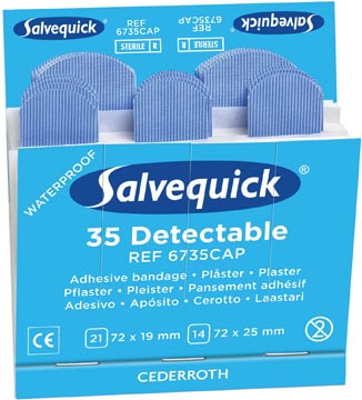 Salvequick recharge pour distributeur de pansement adhésif, plâtres bleus, paquet de 6 recharges