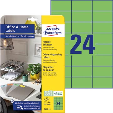 Avery Zweckform étiquettes polyvalentes, 70x37 mm, vert, adhésif permanent, 240 étiquettes, 10 feuilles