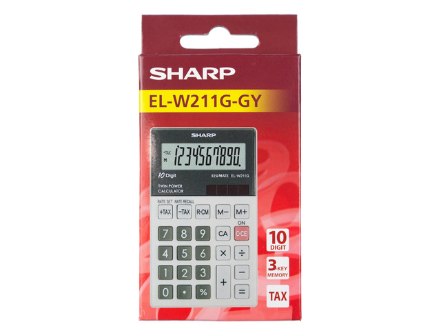 Calculator Sharp ELW211GGY grijs hand 10 digit