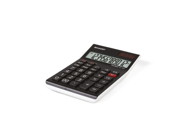 Calculator Sharp EL124TWH zwart-wit desk 12 digit