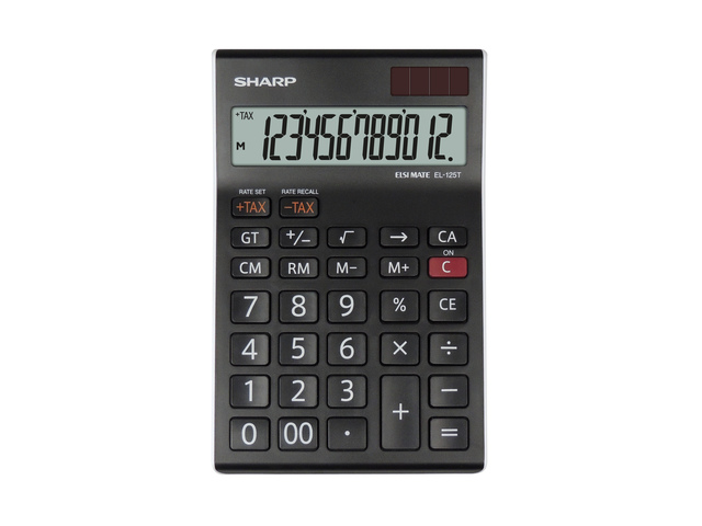 Calculator Sharp EL125TWH zwart-wit desk 12 digit