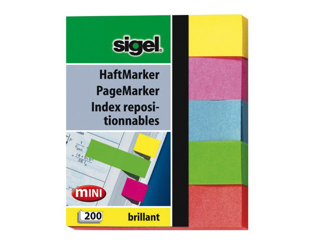 Indexeringsstrookjes Sigel mini brilliant 5-kleurig assorti maat strookjes 12x50mm