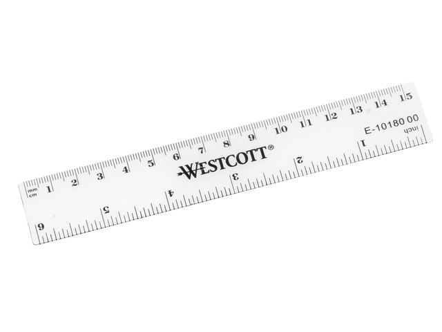 Liniaal Westcott 15cm kunststof cm/inch verdeling