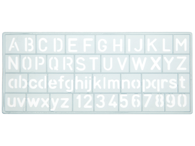 Sjabloon Westcott cijfers en letters 10mm hoog 148X65mm, transparant sjabloon